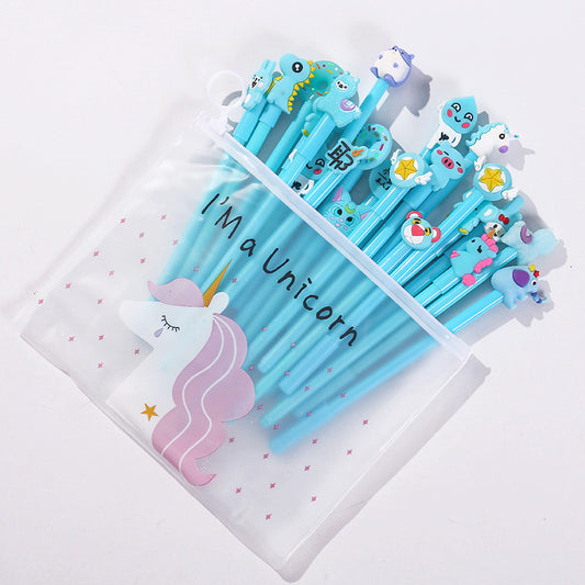 Blue Series Cartoon Gel Pen Set of 10