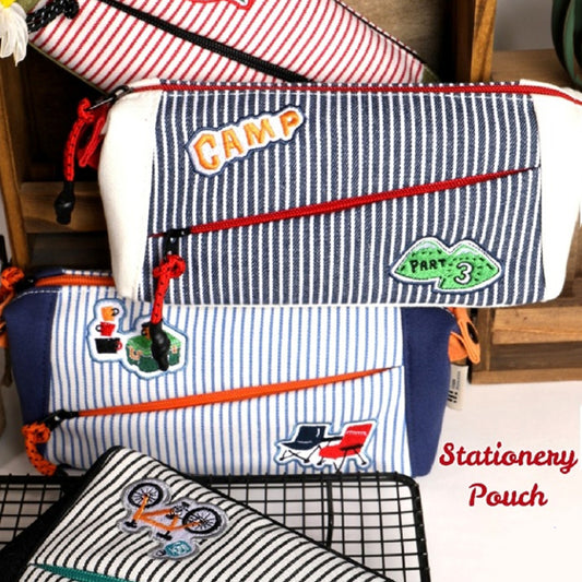 Cross-Zip Colorful Embroidery Pencil Pouch