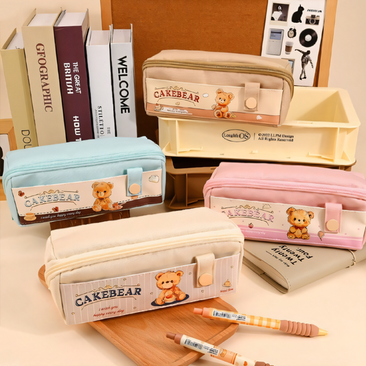 Cake Bear Soft Pencil Pouch – Cute, Comfy & Handy