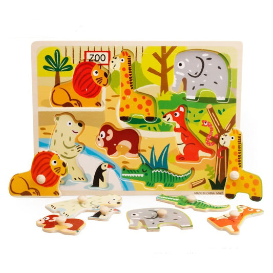 Wooden Knob Picture Tray Puzzle for Toddlers