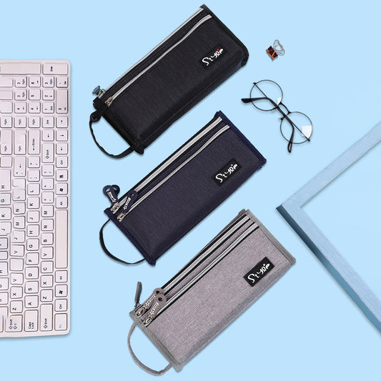 Compact & Classy Triple Zipper Multi-Compartment Pouch