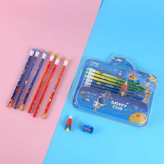 9-in-1 Double-Decker Metal Pencil Box Stationery Set