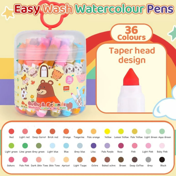 36-Color Washable Watercolor Pens Set for Little Artists