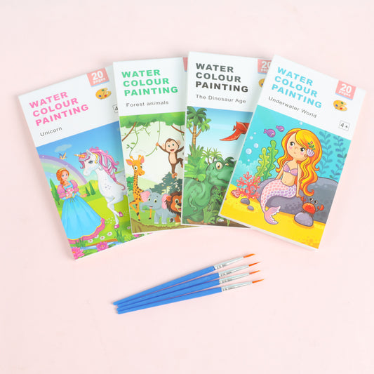 20 Pages Water Color Painting Book with Brush