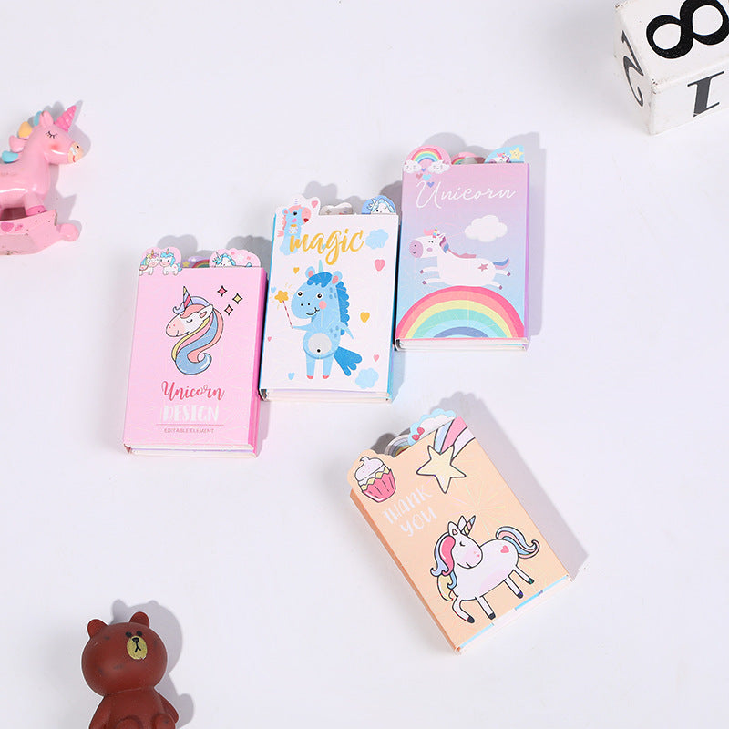 Unicorn-themed sticky notes set with 120 sheets in assorted shapes