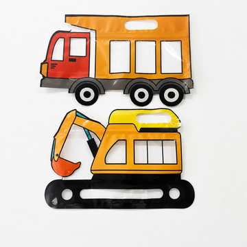 2D Cartoon Construction Vehicle Ziplock  GIft Bags