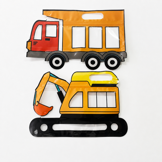 2D Cartoon Construction Vehicle Ziplock  GIft Bags