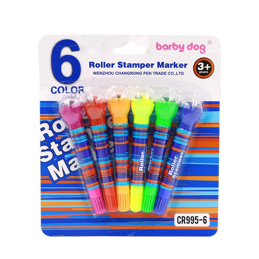 2-in-1 Roller Stamper & Marker Pen Set of 6 | Stamp & Draw with Ease