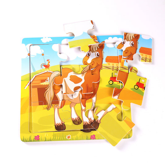 Animal Wooden Jigsaw Puzzle - 1 Pcs for Toddlers & Kids