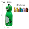 3D Animal Head Kids Plastic Water Bottle | 500ml Lightweight Sipper School Bottle