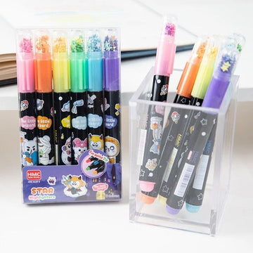 6-in-1 Star Highlighters Set 🌈 – Bright, Bold & Fun