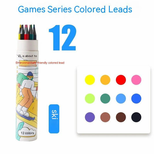 12 Color Pencils in Barrel 🖍️ – Bright, Smooth & Fun