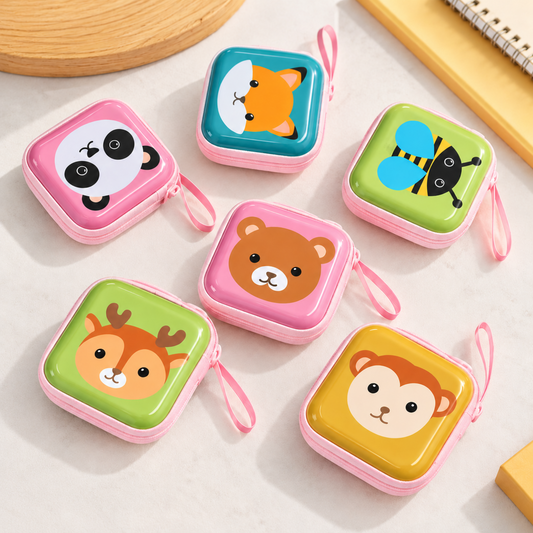 Cartoon Animal Square Tin Coin Pouch