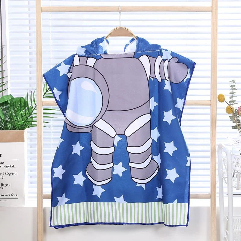 Folded microfiber kids’ towel cape in animal design