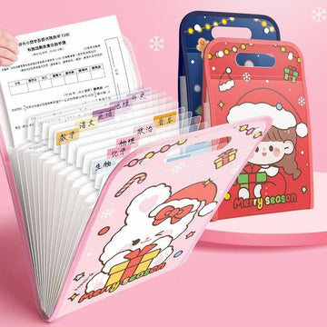 Merry Season A4 13-layer expanding folder with cute Christmas cartoon design