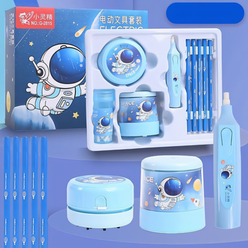 3-in-1 Electric Stationery Set – Sharpener, Eraser & Vacuum with 6 Pencil