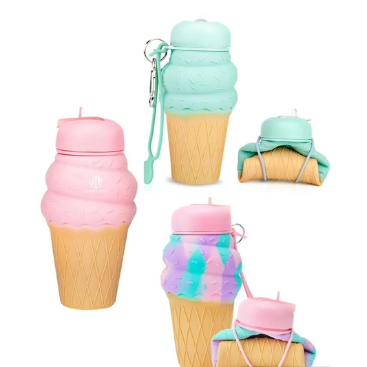 500ml Collapsible Silicone Ice Cream Water Bottle for Kids | BPA Free