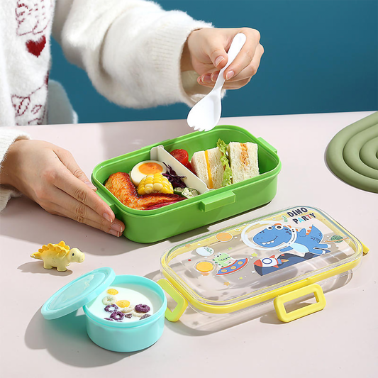 Leak-Proof School Lunch Box 530ml  with Sauce Jar & Partition Divider