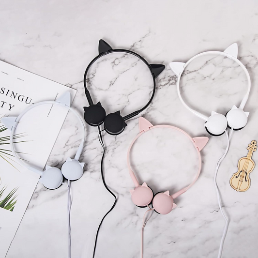 Nordic style stereo headset for girls in pink white and black