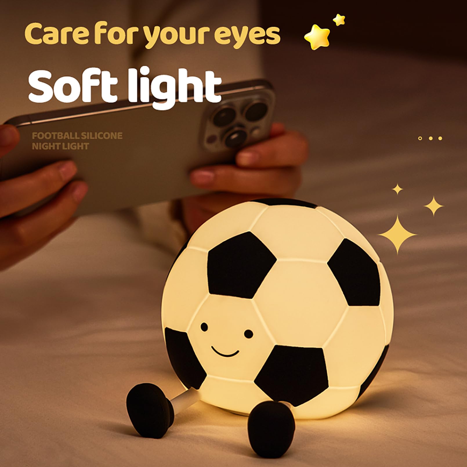 Rechargeable football night light with timer and 3 brightness settings