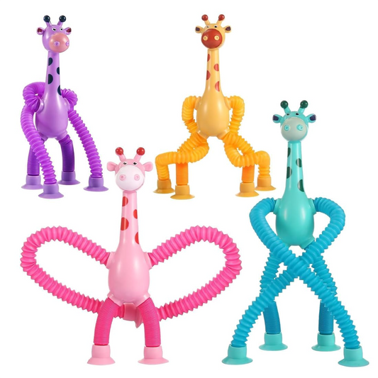 Telescopic Suction Cup Pop-Tube Giraffe Stress Relief Toy