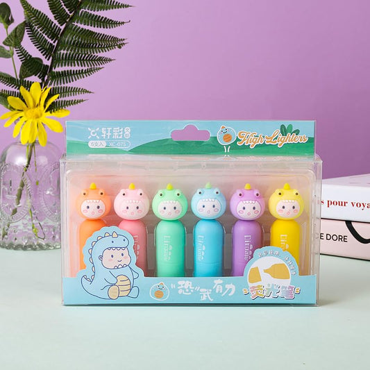 Dino 6-in-1 Highlighter Set 🌈 | Fun & Functional