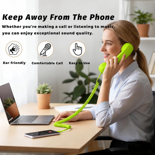 Classic Vintage Telephone Handset with Coiled Cord & Type-C Connector for Modern Phones
