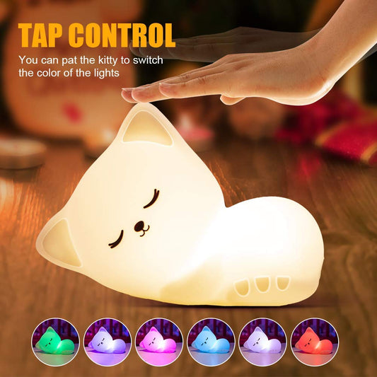 Silicon Sleeping Kitty Touch Night Lamp
