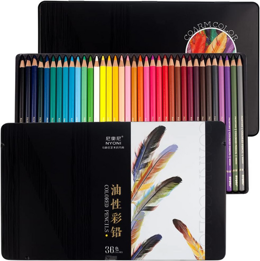 36-Color Oil-Based Colored Pencil Set - Vibrant & Smooth