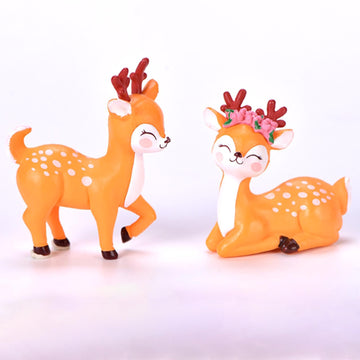 Cute Miniature Sika Deer Figurines Set