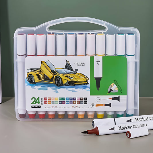 24-Color Water-Based Marker Pen Set - Vibrant & Fun