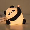 Cute panda night lamp with tap-activated design and soft silicone body