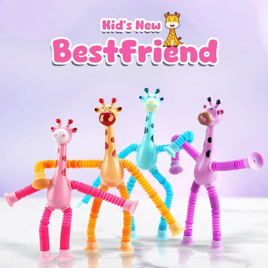 Telescopic Suction Cup Pop-Tube Giraffe Stress Relief Toy