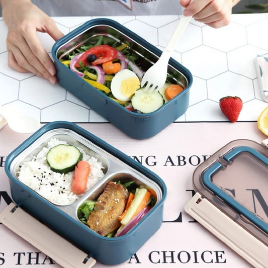 Yum Yum 2 Grid Stainless Steel Lunch Box - 650ml