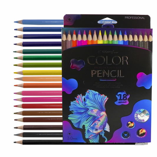 18-Color Pack of Erasable Color Pencils with Built-in Eraser