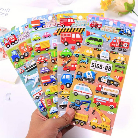 Adorable Vehicle Transportation Fluffy Stickers