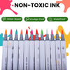 24 Colors Dual-Tip Acrylic Marker Pens - Water-Based, Quick-Drying