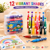 BubbliPop 12-Shade Washable Jumbo Colour Markers Set | Easy-Grip Toddler Art Kit in Storage Case