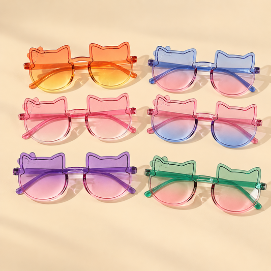 Cute Kitty Face Gradient Sunglasses | Plastic Novelty Glasses for Girls
