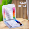 24 Colors Dual-Tip Acrylic Marker Pens - Water-Based, Quick-Drying