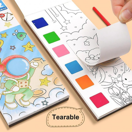 12-Page Watercolor Painting Book + Brush!