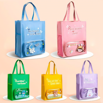 Kawaii Tuition Tote Bag with Transparent Stationery Pocket