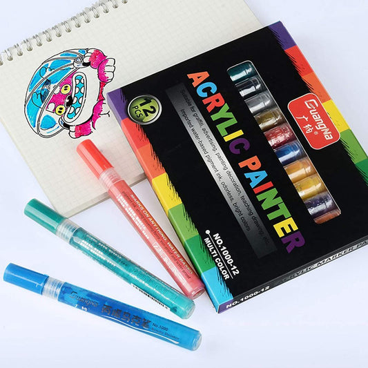 Versatile 12-Piece Acrylic Paint Marker Set