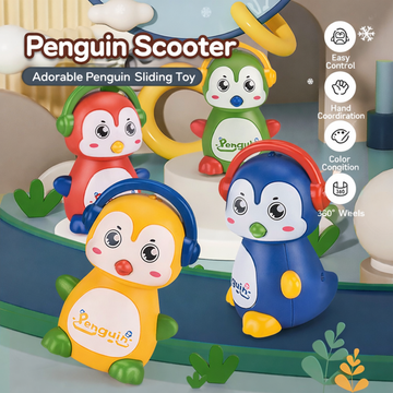 Press & Go Cartoon Penguin Scooter Toy