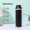 800ml Dual-Drink Insulated Water Bottle with Lift-to-Unlock Lid