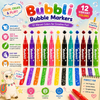 BubbliPop 12-Shade Washable Jumbo Colour Markers Set | Easy-Grip Toddler Art Kit in Storage Case