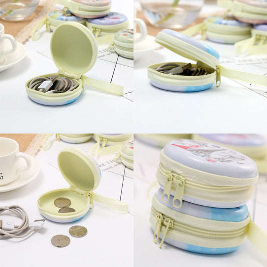 Paris-Themed Round Mini Coin Pouch