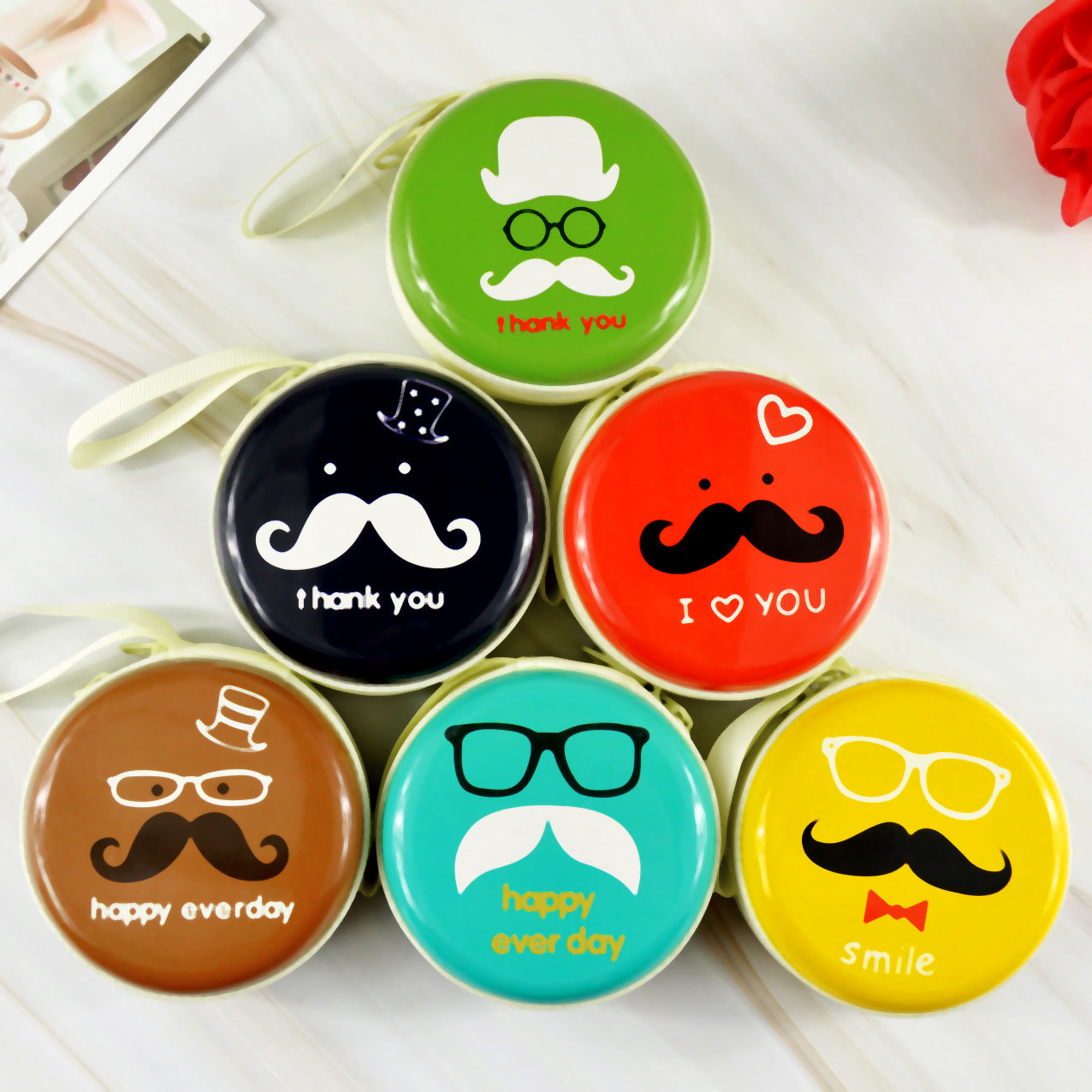 Colorful gentleman graphic mini storage boxes for coins and accessories