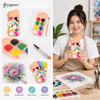8 Colors Solid Watercolor Paint Set with Brush | Portable Pocket Watercolor Cakes