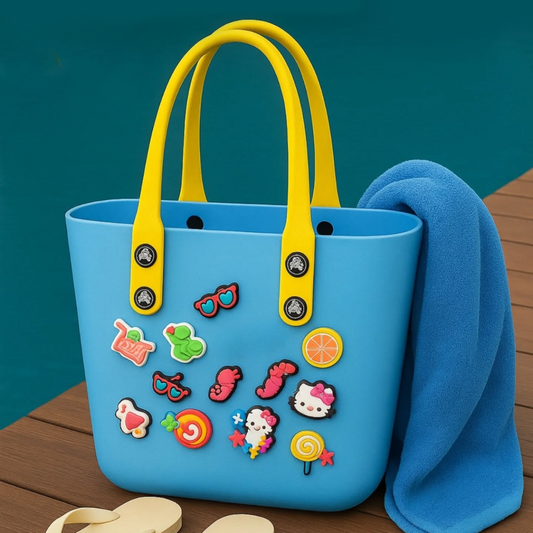 EVA Silicone Beach Bag with Charms | Shoulder Tote Bag